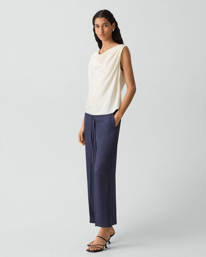 Cropped Wide-Leg Pant in Washed Twill
