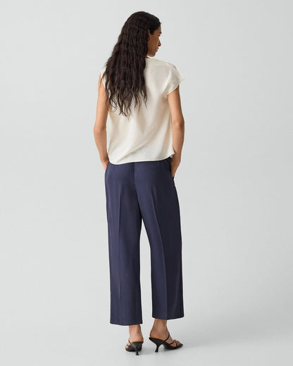 Cropped Wide-Leg Pant in Washed Twill