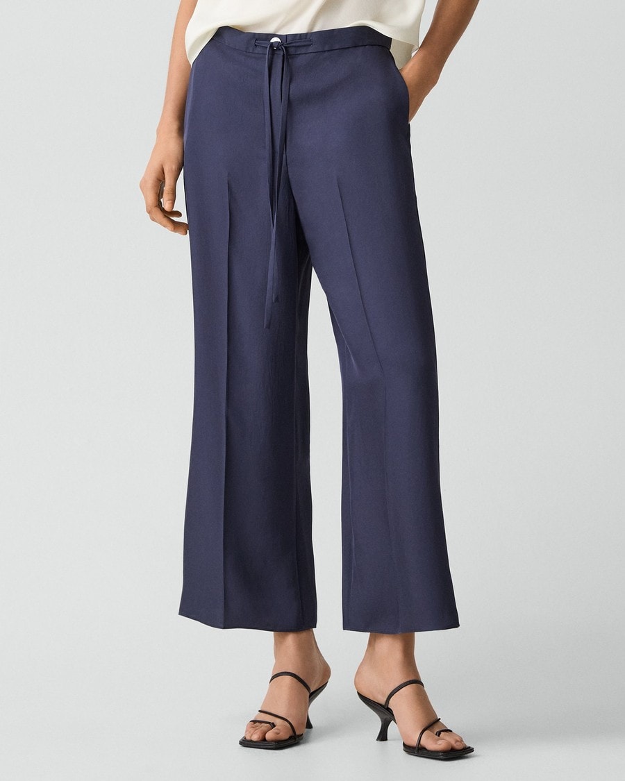 Cropped Wide-Leg Pant in Washed Twill