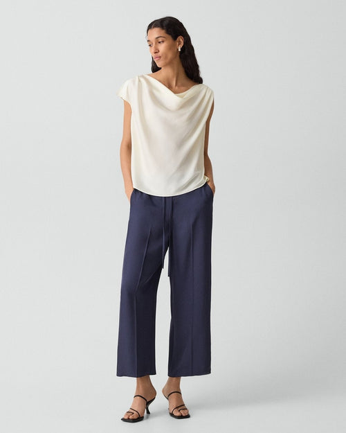 Cropped Wide-Leg Pant in Washed Twill