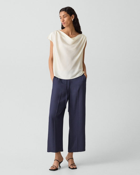 Cropped Wide-Leg Pant in Washed Twill