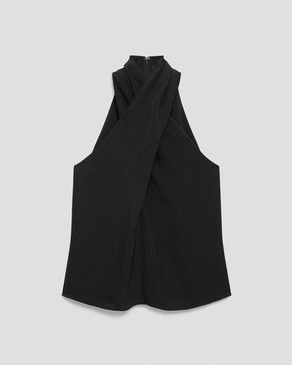 Twisted Halter Top in Washed Twill