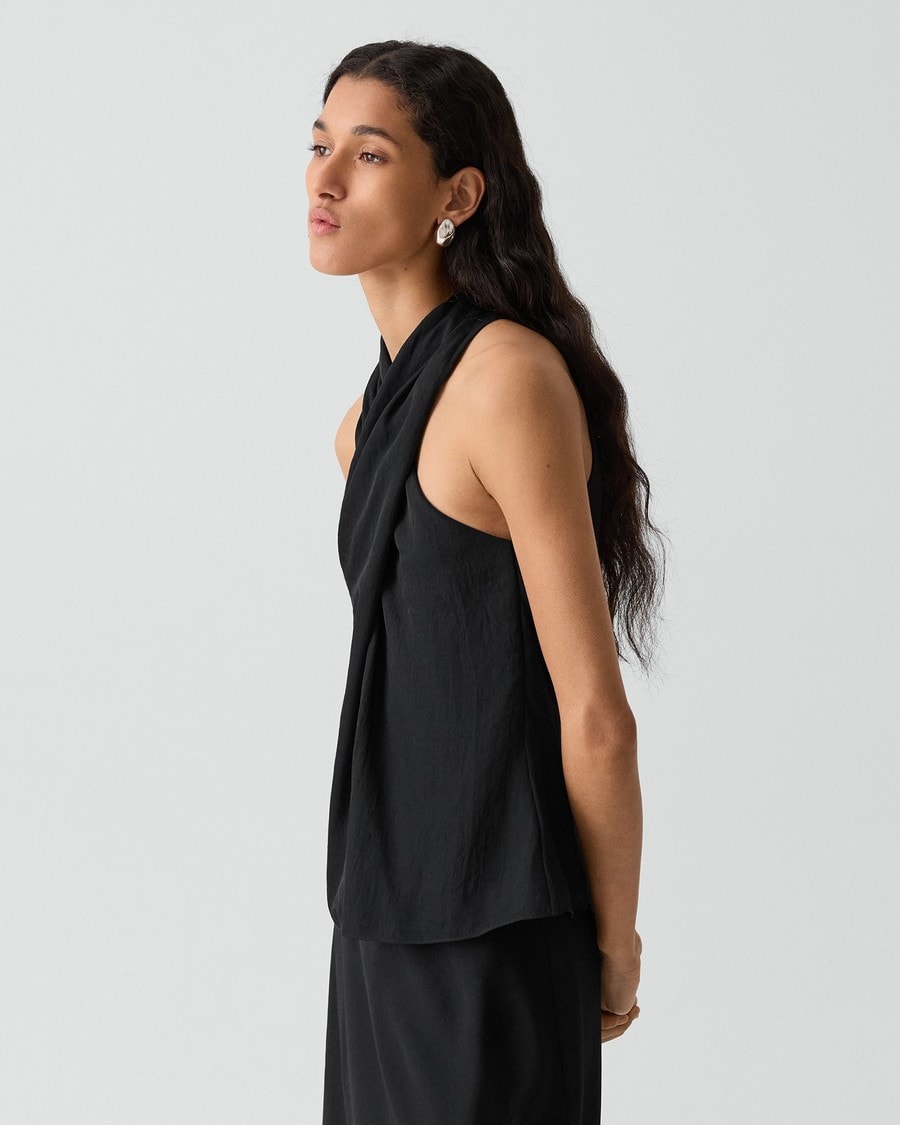 Twisted Halter Top in Washed Twill