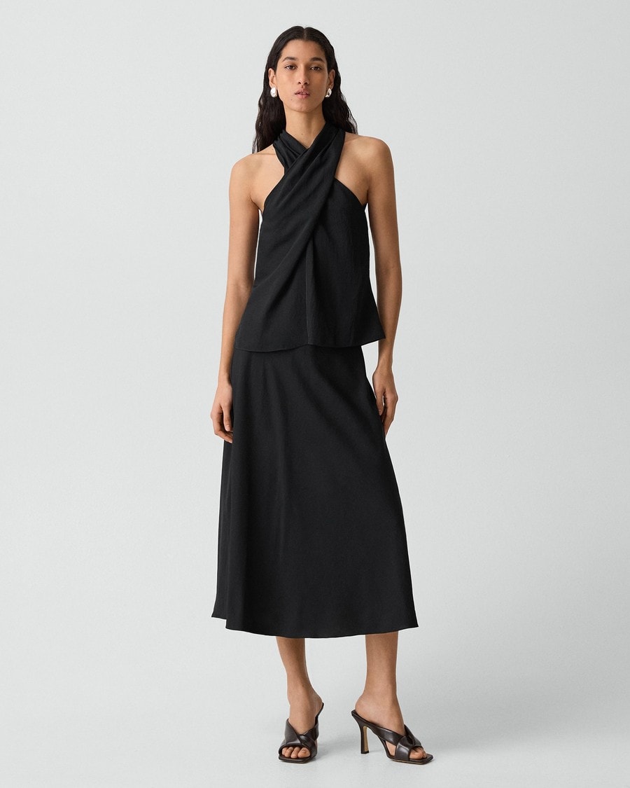 Twisted Halter Top in Washed Twill