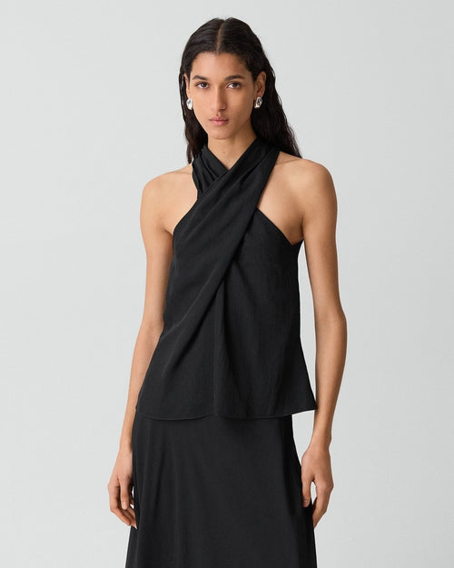 Twisted Halter Top in Washed Twill