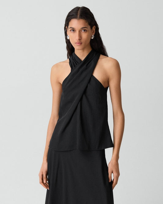 Twisted Halter Top in Washed Twill