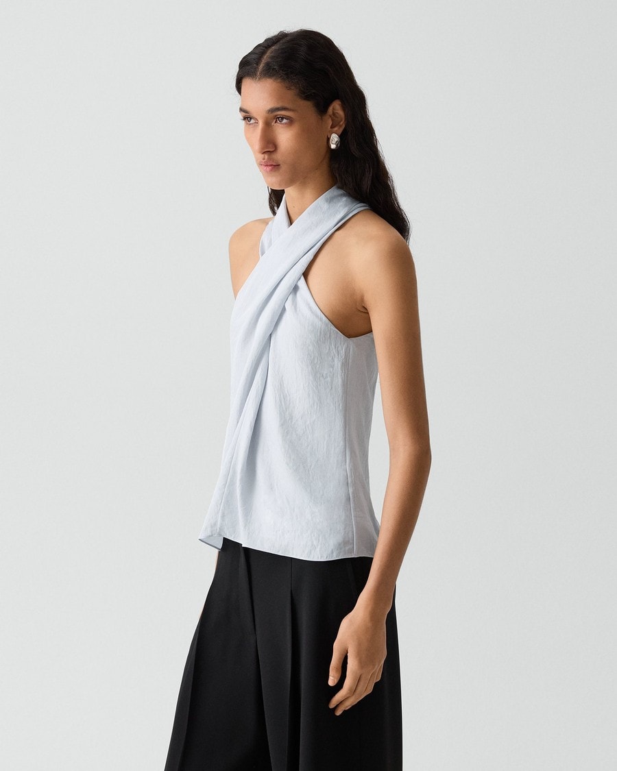 Twisted Halter Top in Washed Twill