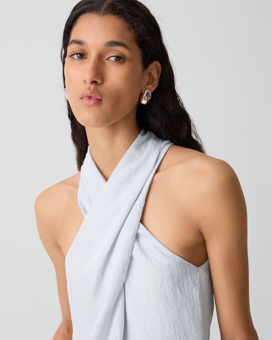 Twisted Halter Top in Washed Twill