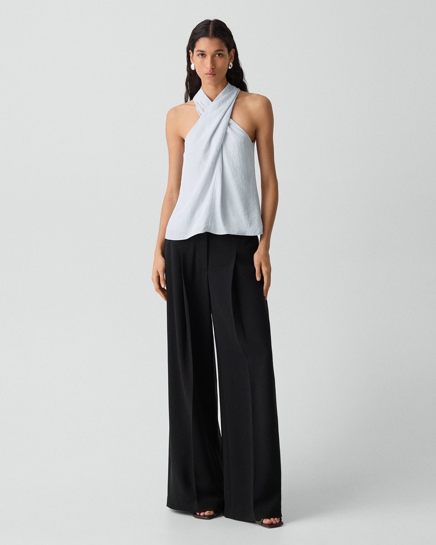 Twisted Halter Top in Washed Twill
