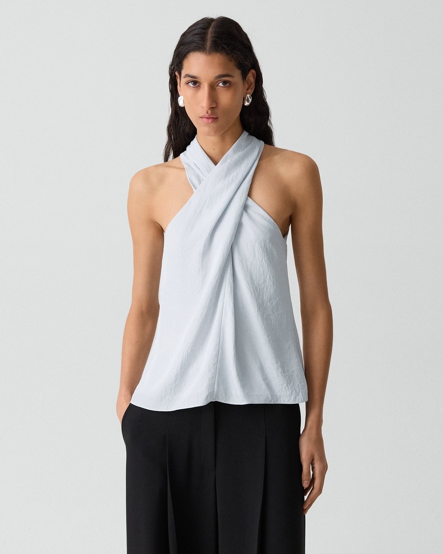 Twisted Halter Top in Washed Twill
