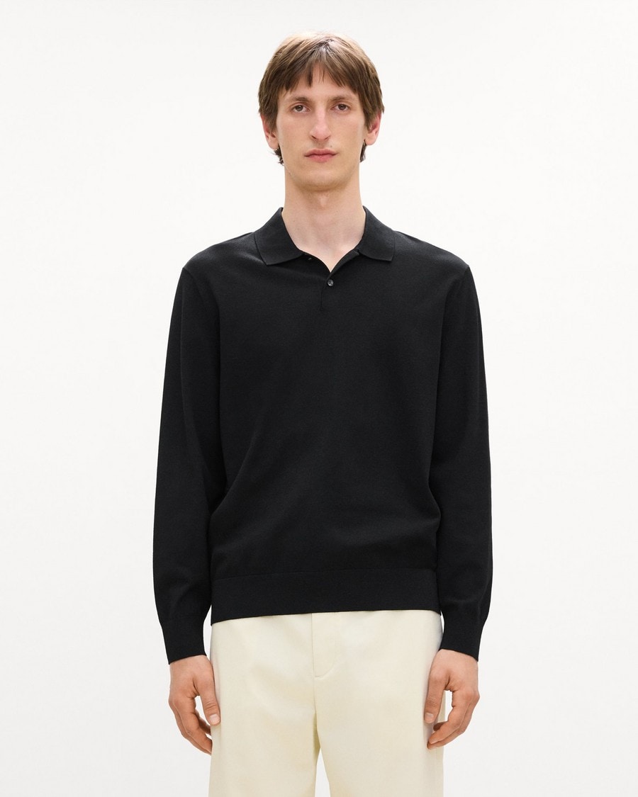 Goris Long-Sleeve Polo Shirt in Light Bilen