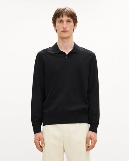 Goris Long-Sleeve Polo Shirt in Light Bilen