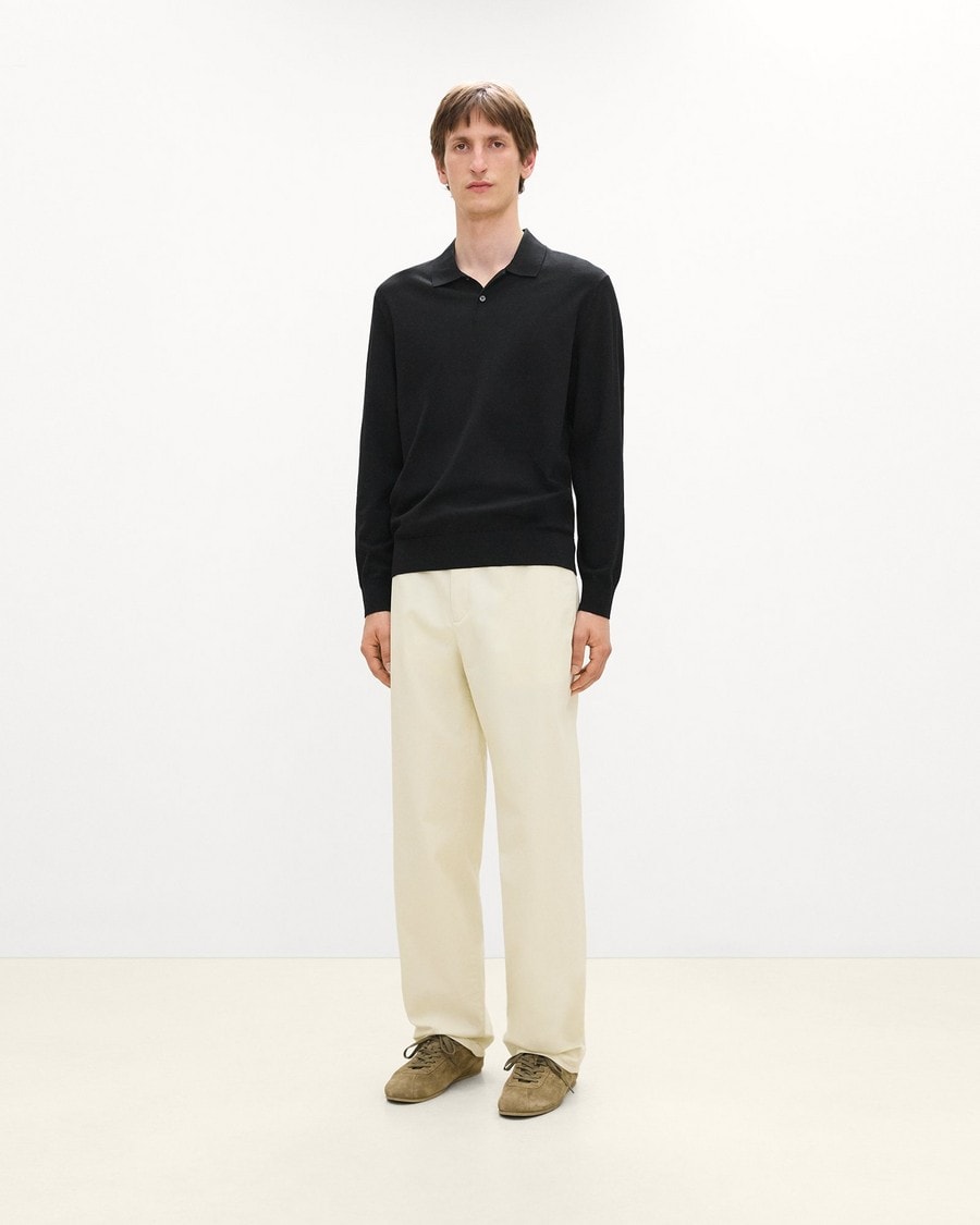 Goris Long-Sleeve Polo Shirt in Light Bilen