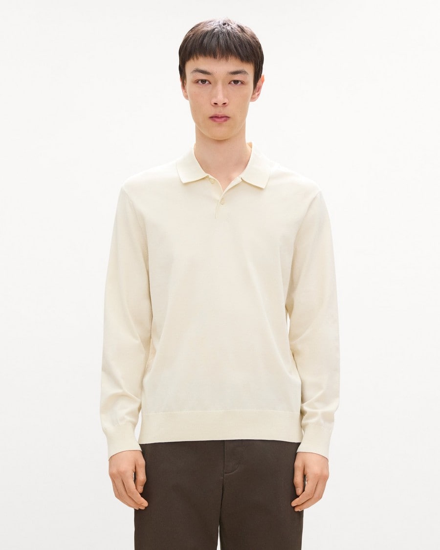 Goris Long-Sleeve Polo Shirt in Light Bilen