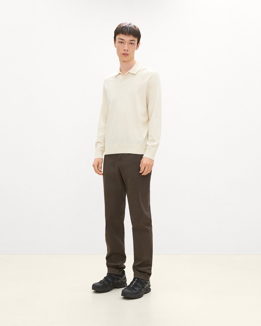 Goris Long-Sleeve Polo Shirt in Light Bilen