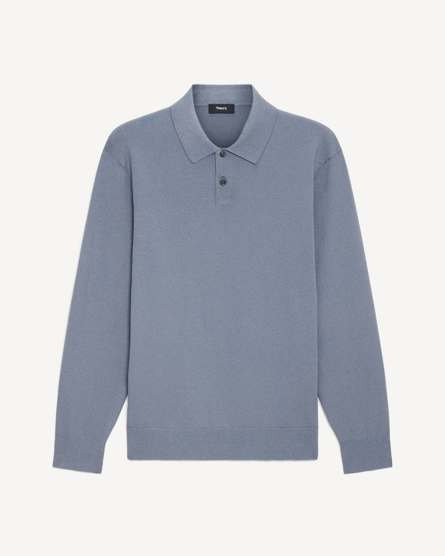 Goris Long-Sleeve Polo Shirt in Light Bilen