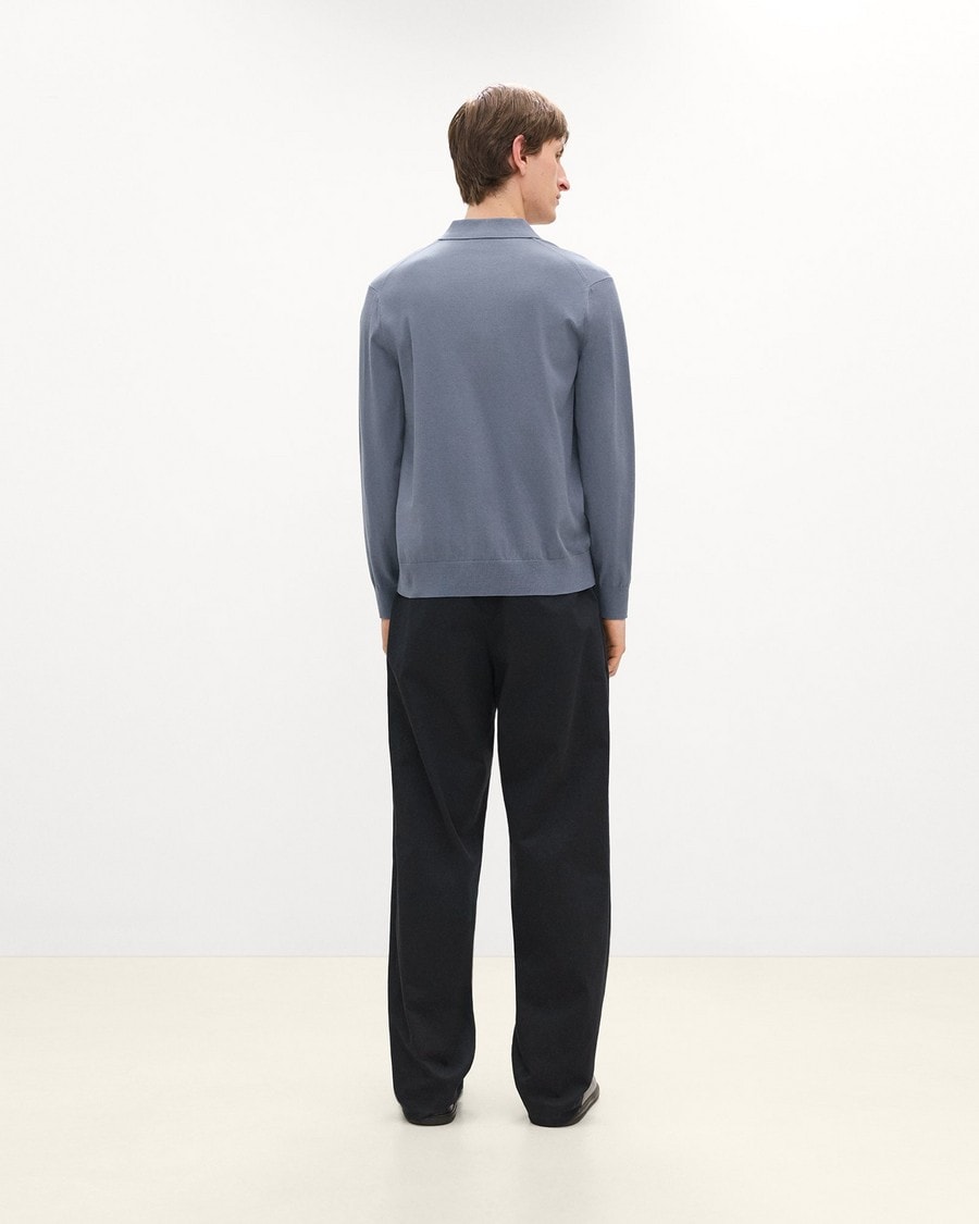 Goris Long-Sleeve Polo Shirt in Light Bilen