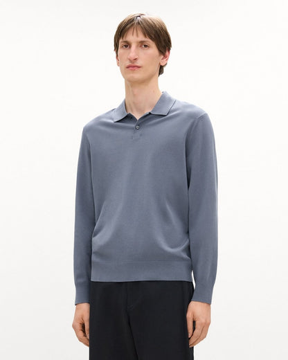 Goris Long-Sleeve Polo Shirt in Light Bilen