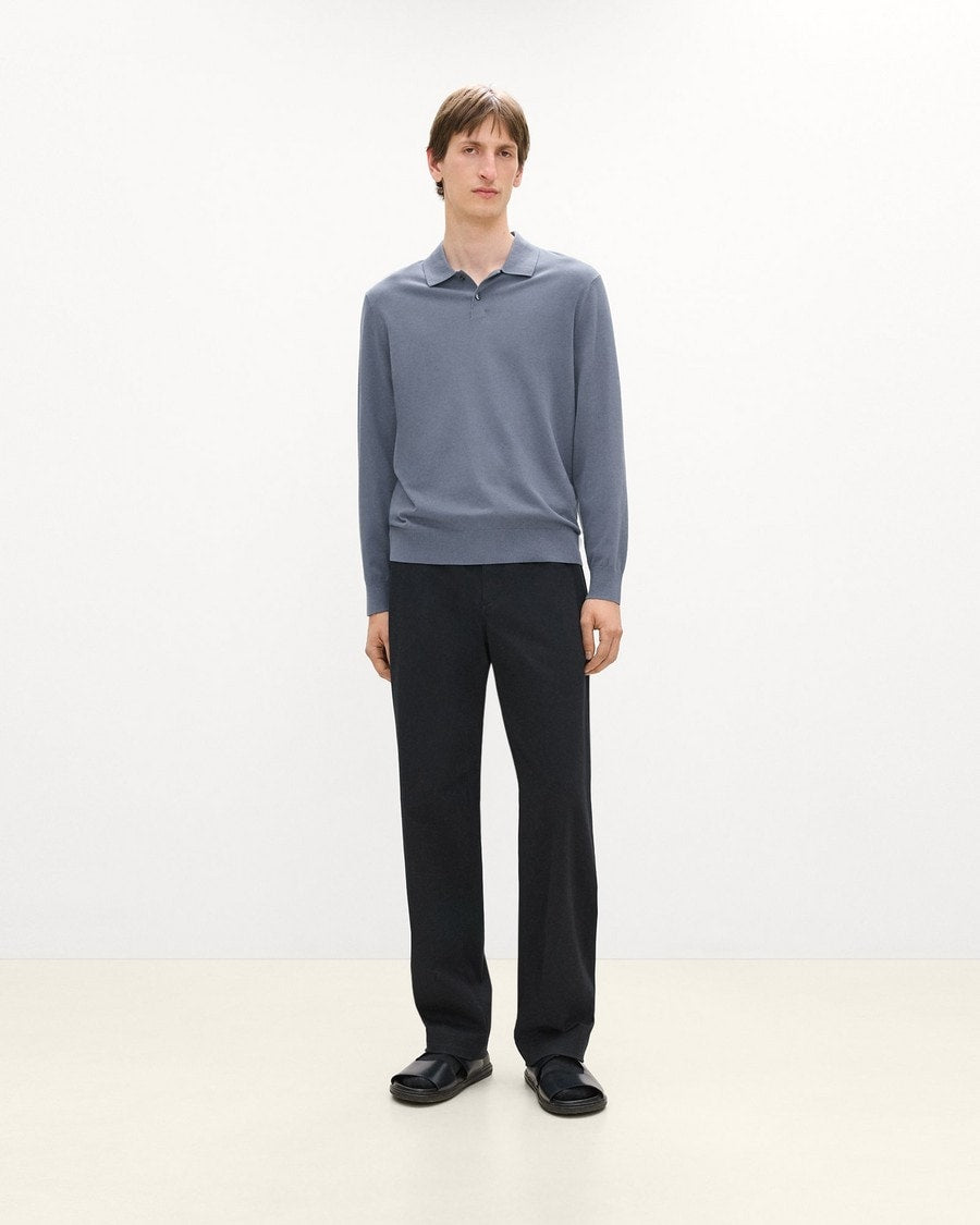 Goris Long-Sleeve Polo Shirt in Light Bilen
