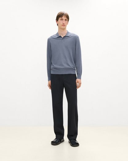 Goris Long-Sleeve Polo Shirt in Light Bilen