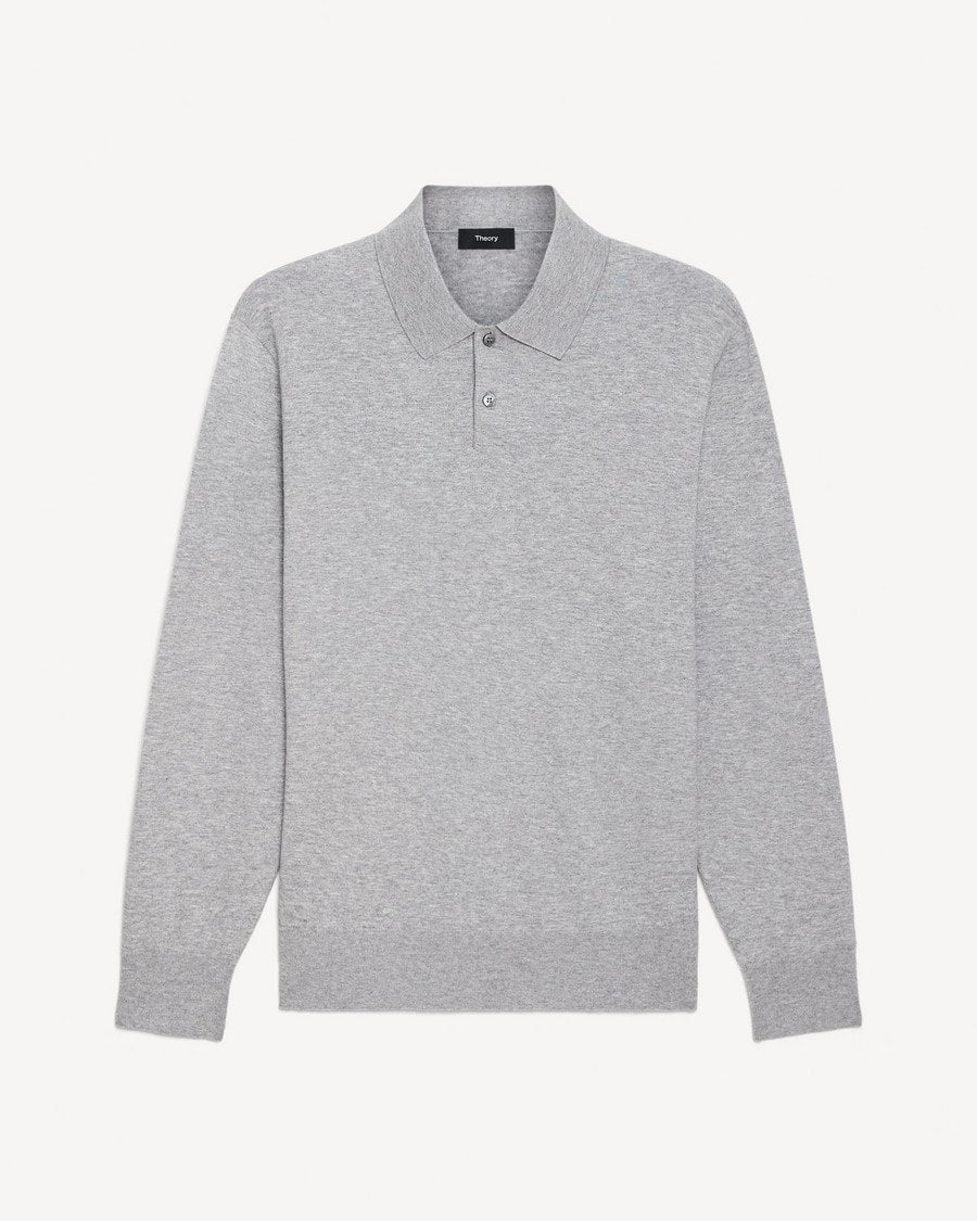Goris Long-Sleeve Polo Shirt in Light Bilen