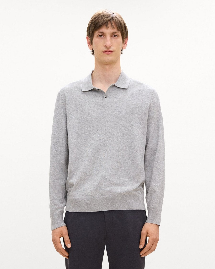 Goris Long-Sleeve Polo Shirt in Light Bilen