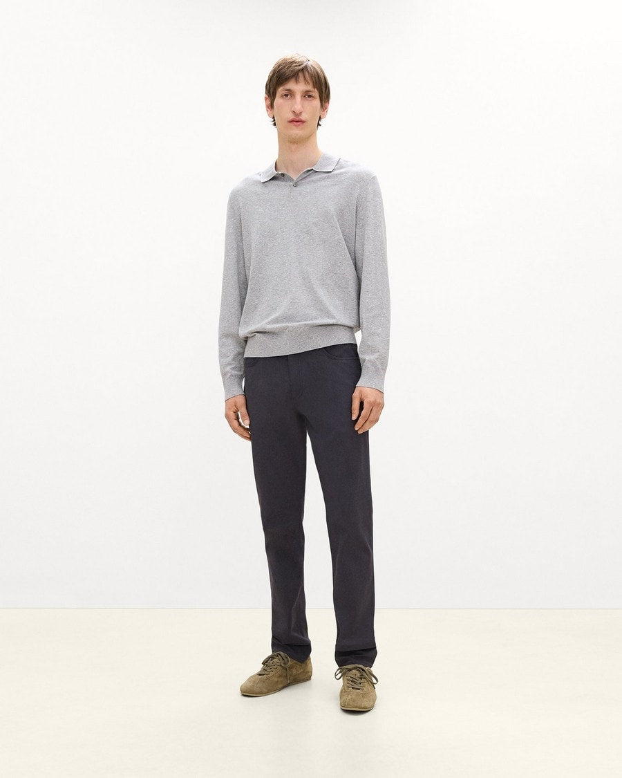 Goris Long-Sleeve Polo Shirt in Light Bilen