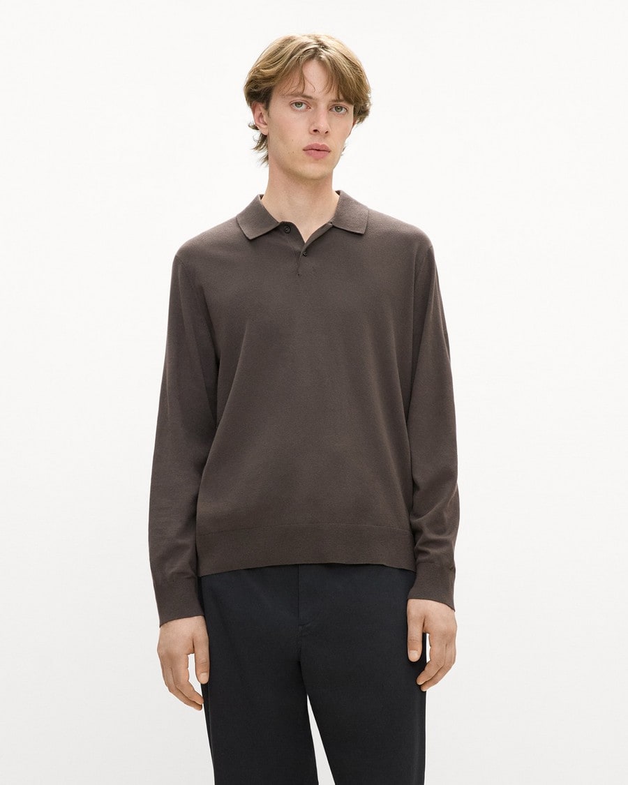 Goris Long-Sleeve Polo Shirt in Light Bilen