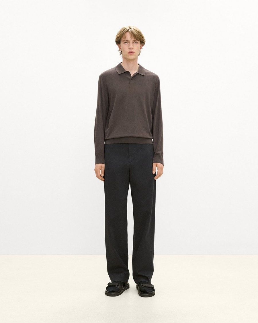 Goris Long-Sleeve Polo Shirt in Light Bilen