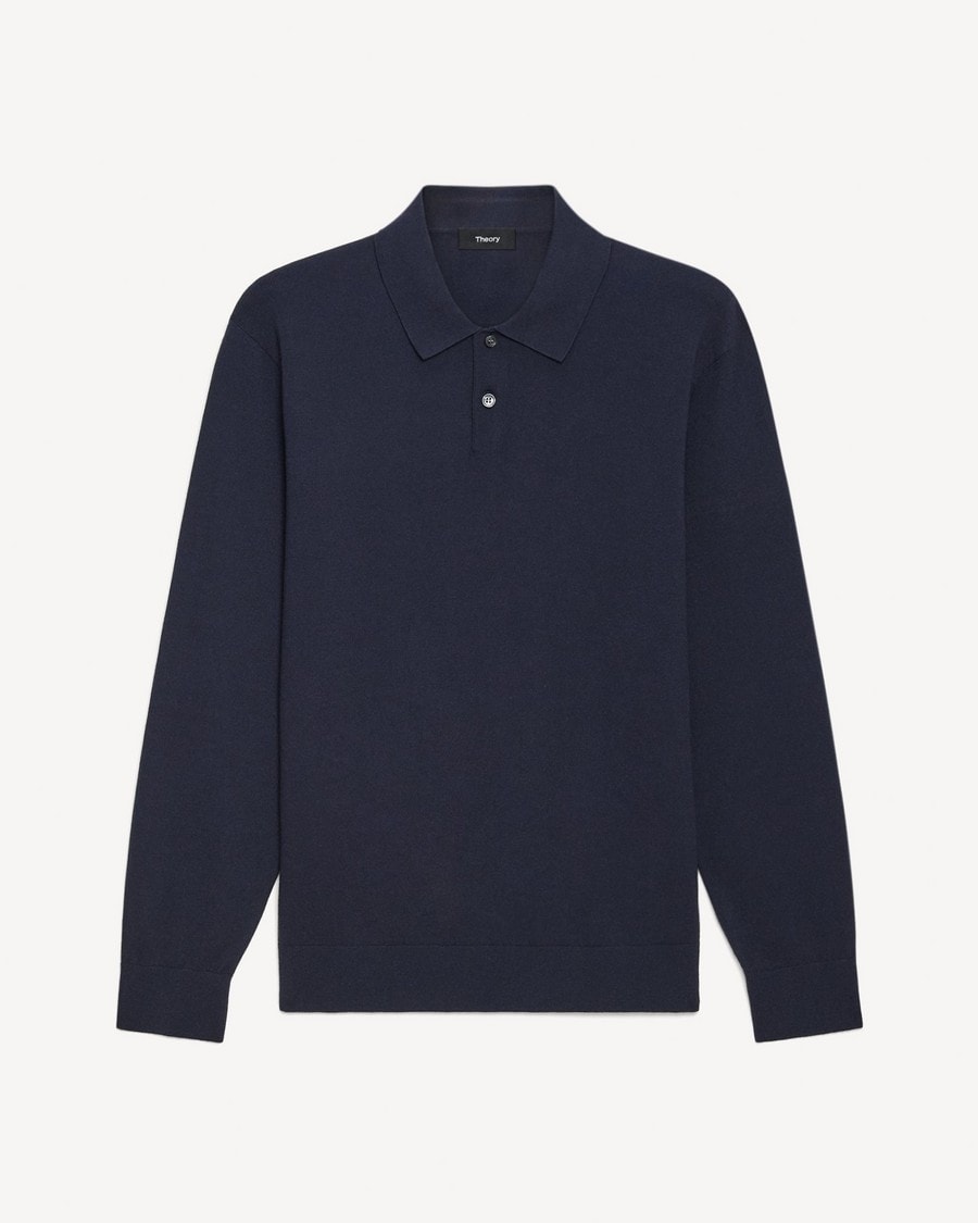 Goris Long-Sleeve Polo Shirt in Light Bilen