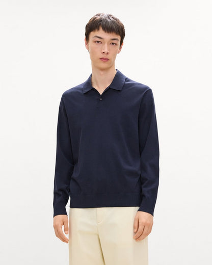 Goris Long-Sleeve Polo Shirt in Light Bilen