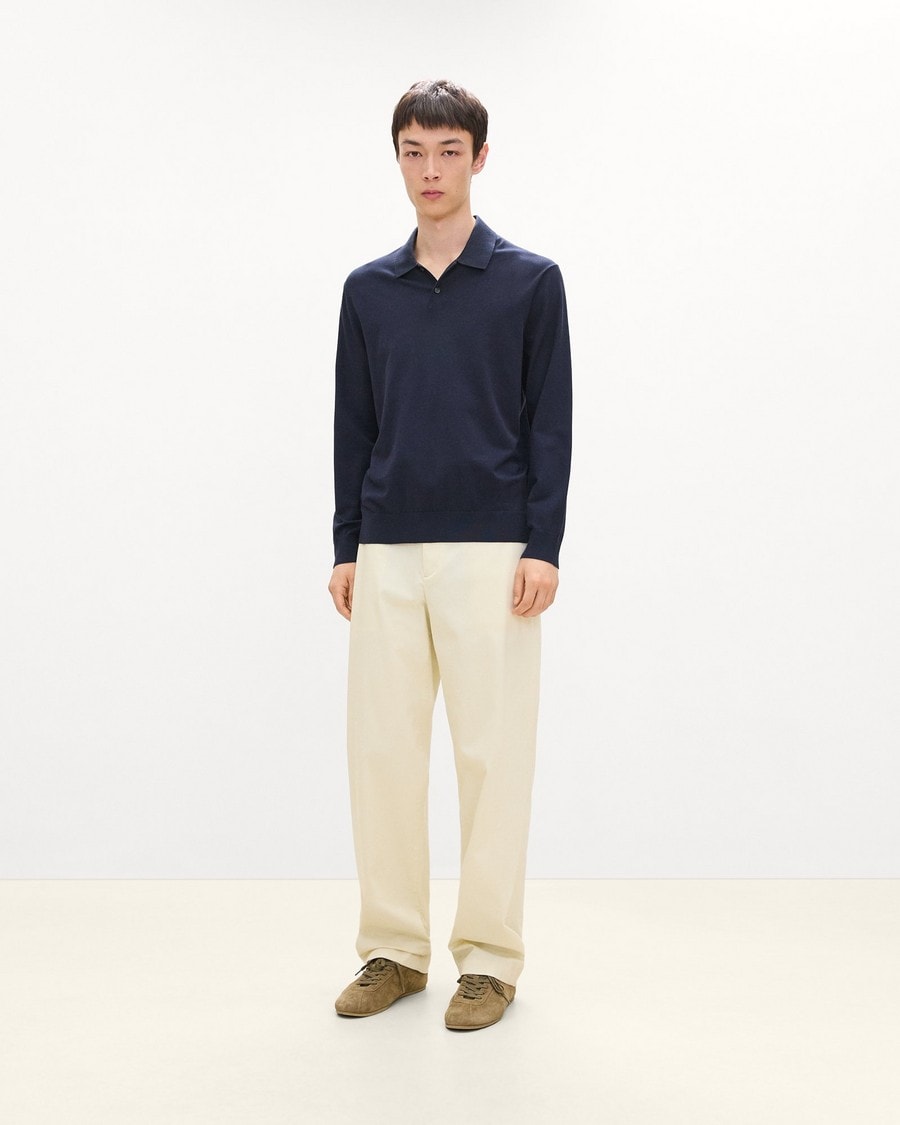 Goris Long-Sleeve Polo Shirt in Light Bilen