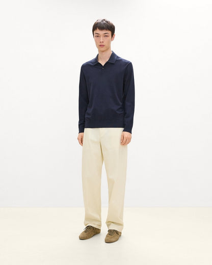 Goris Long-Sleeve Polo Shirt in Light Bilen