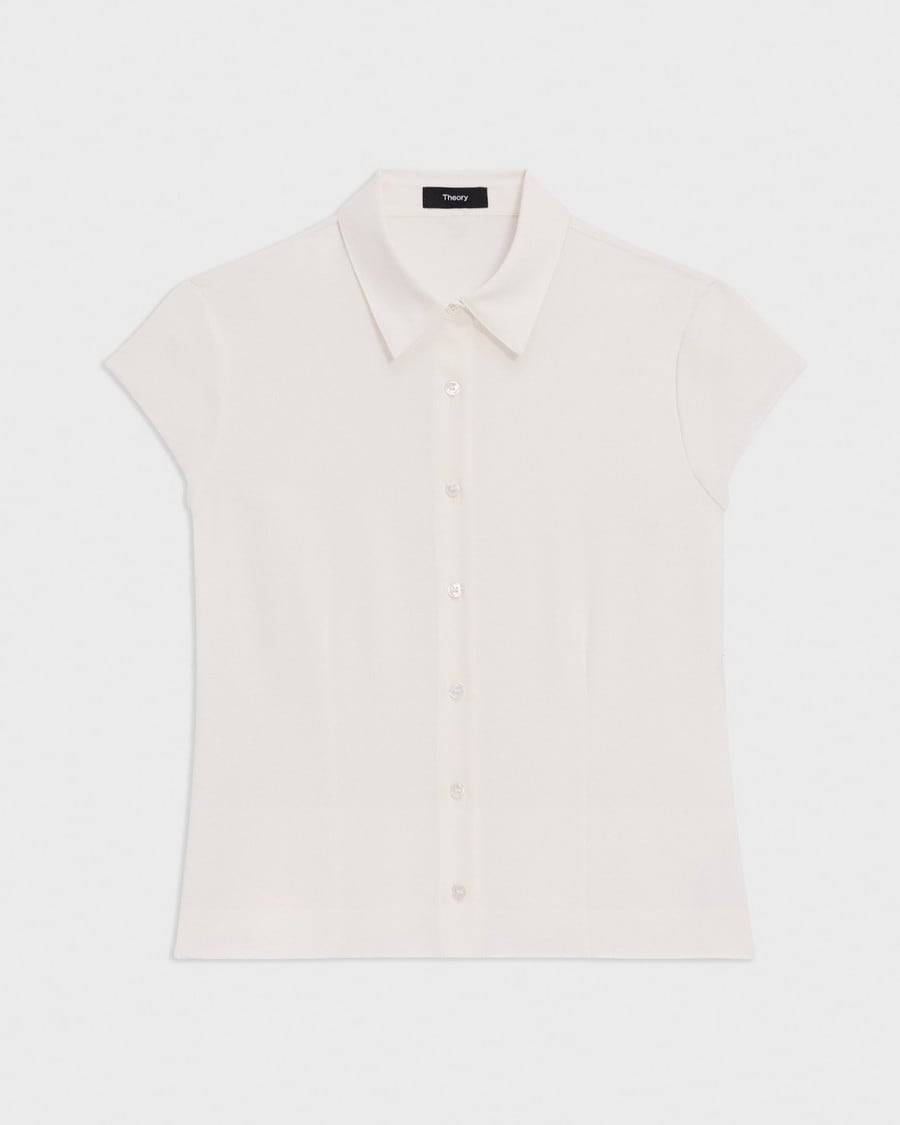 Cap Sleeve Shirt in Silk Georgette
