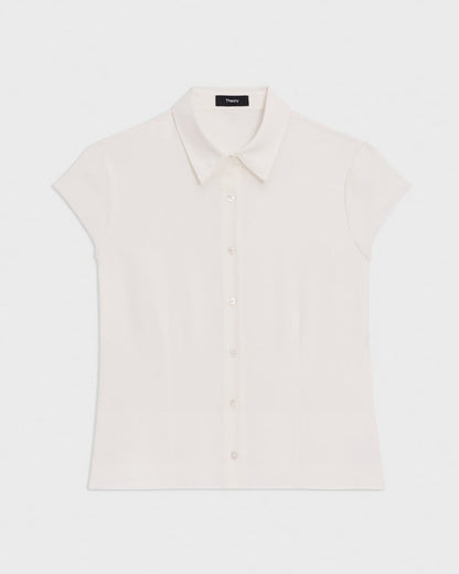 Cap Sleeve Shirt in Silk Georgette