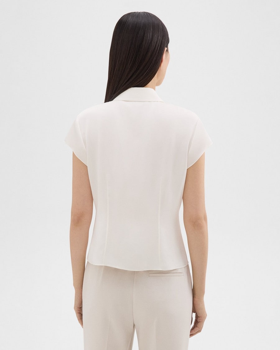 Cap Sleeve Shirt in Silk Georgette