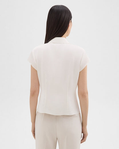 Cap Sleeve Shirt in Silk Georgette
