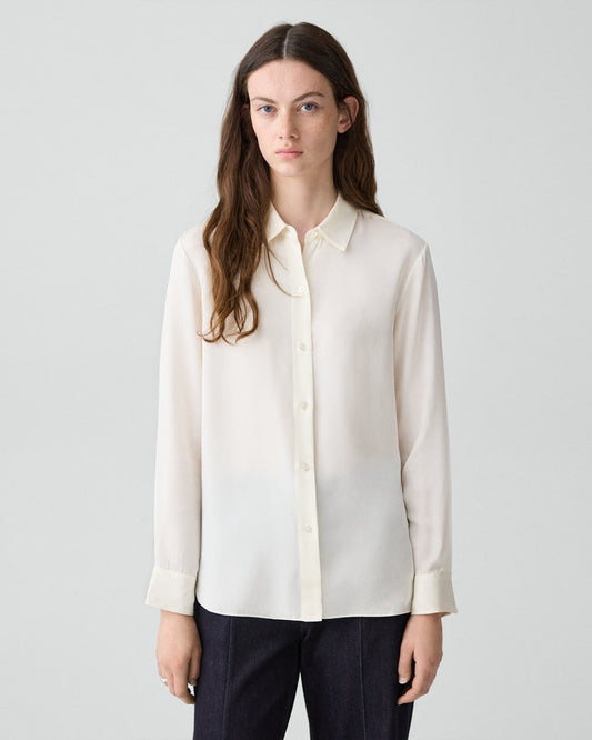 Straight Shirt in Silk Georgette