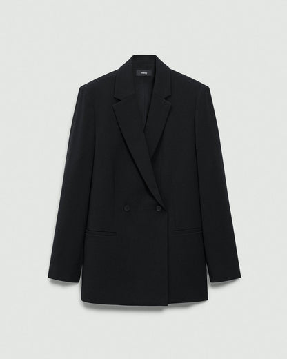 Relaxed Double-Breasted Blazer in Admiral Crepe