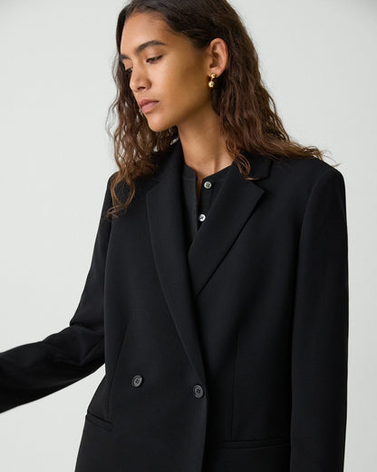 Relaxed Double-Breasted Blazer in Admiral Crepe