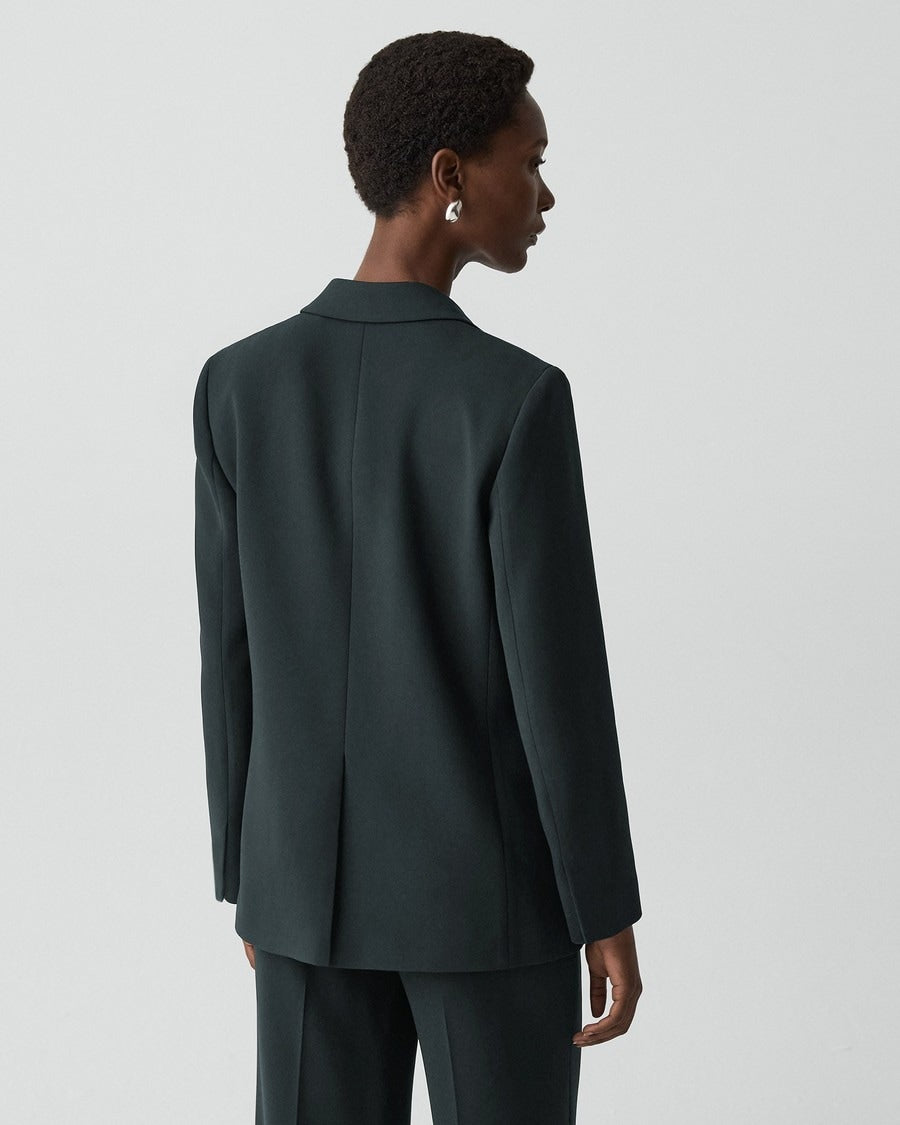Relaxed Double-Breasted Blazer in Admiral Crepe
