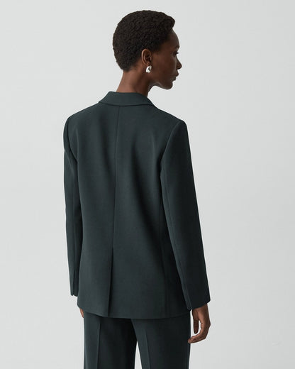 Relaxed Double-Breasted Blazer in Admiral Crepe
