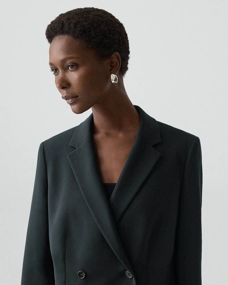 Relaxed Double-Breasted Blazer in Admiral Crepe