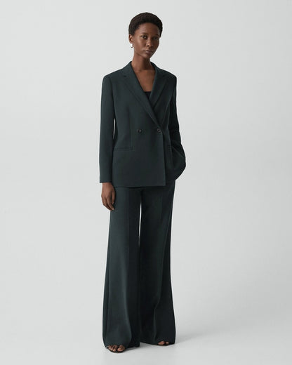 Relaxed Double-Breasted Blazer in Admiral Crepe