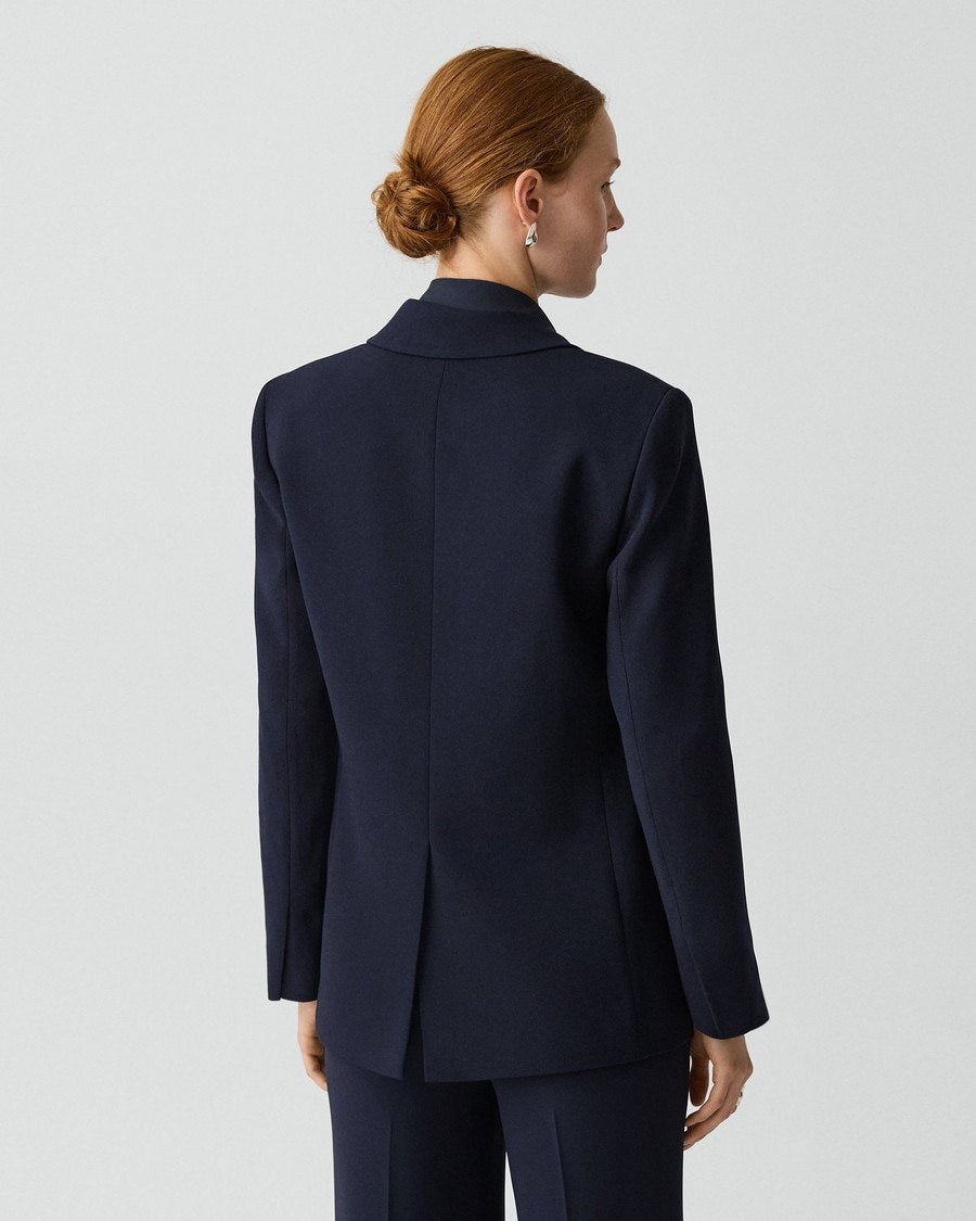 Relaxed Double-Breasted Blazer in Admiral Crepe
