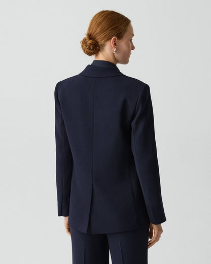 Relaxed Double-Breasted Blazer in Admiral Crepe
