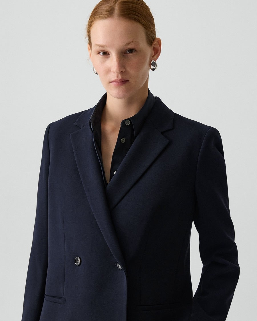 Relaxed Double-Breasted Blazer in Admiral Crepe