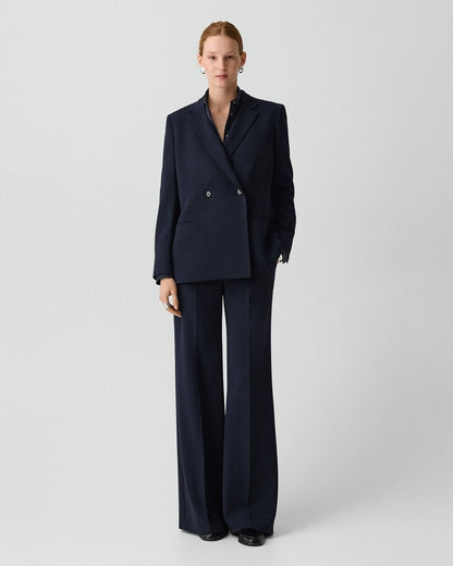 Relaxed Double-Breasted Blazer in Admiral Crepe