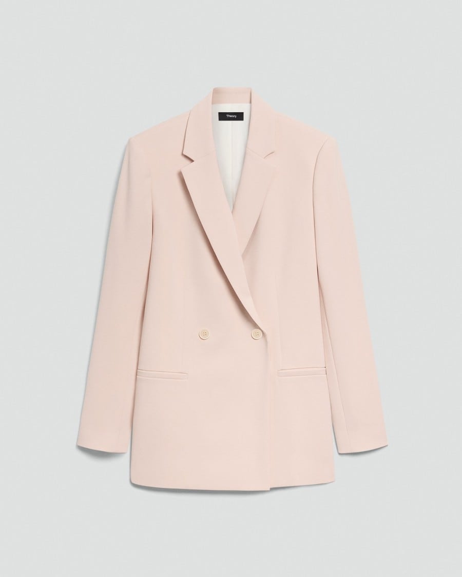 Relaxed Double-Breasted Blazer in Admiral Crepe