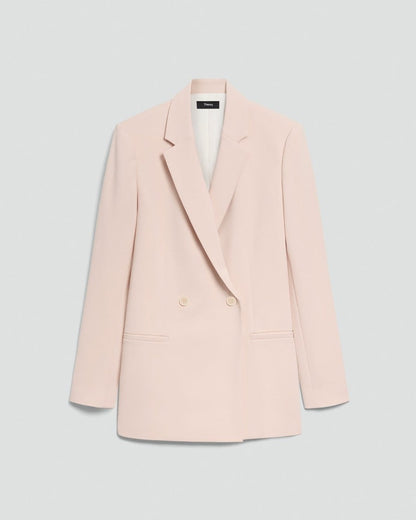 Relaxed Double-Breasted Blazer in Admiral Crepe